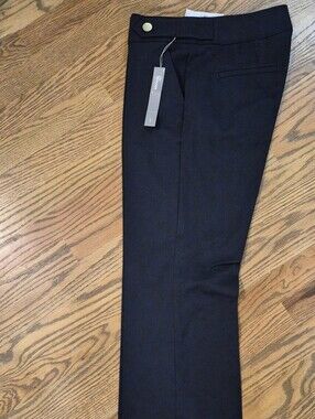 LOFT Black Straight-Leg Women's Trousers with Gold Button